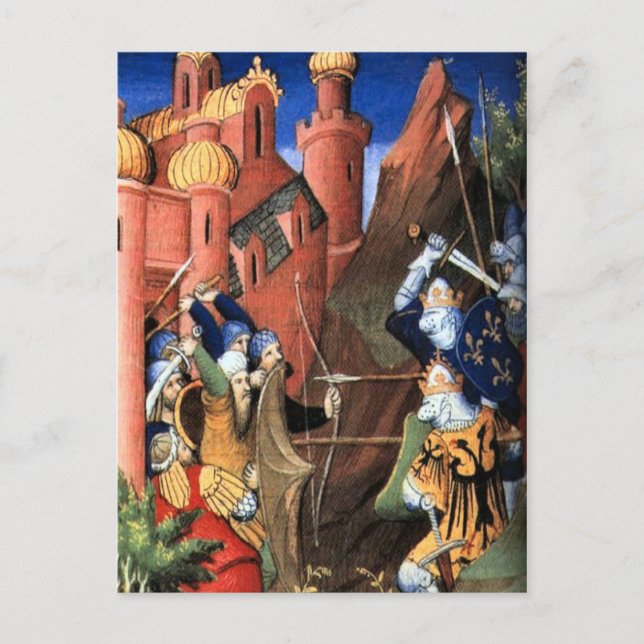 Postal Cruzadas, imagen medieval (Anverso)