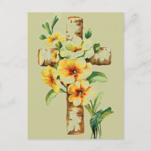 Postal Cruzar con flores amarillas