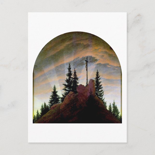 Postal Cruzar las montañas, Friedrich (Anverso)