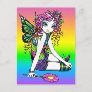 Postal "Crystal" Candy Rainbow Fairy Postcard