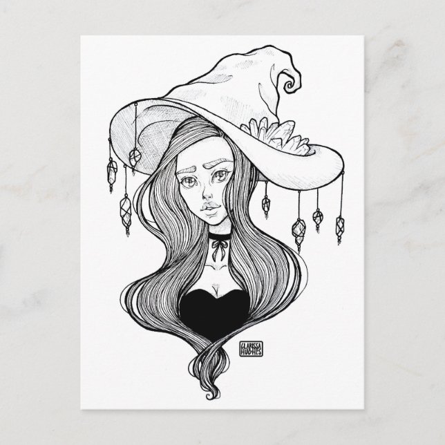 Postal Crystal Witch InkOctober Art Print on (Anverso)