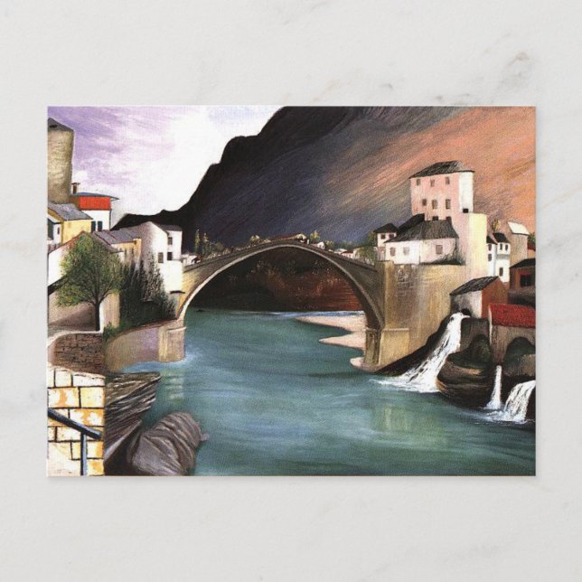 Postal Csontvary- Puente romano en Mostar (Anverso)