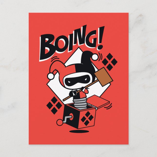 Postal Ctorial Harley-Quinn-In-A-Box Con Martillo (Anverso)