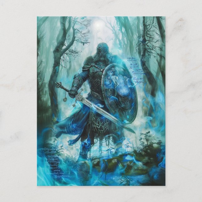 Postal Cú Chulainn "Guerrero heroico celta de Ulster (Anverso)