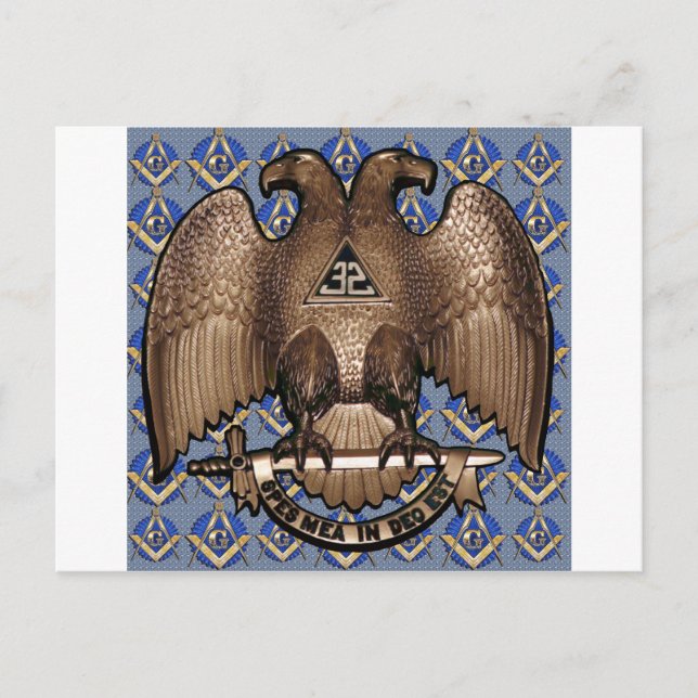 Postal Cuadrado y compás escoceses del rito (Anverso)