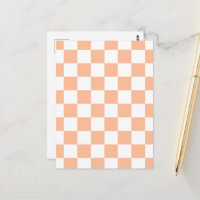 Cuadrados a cuadros melocotón naranja blanco geomé