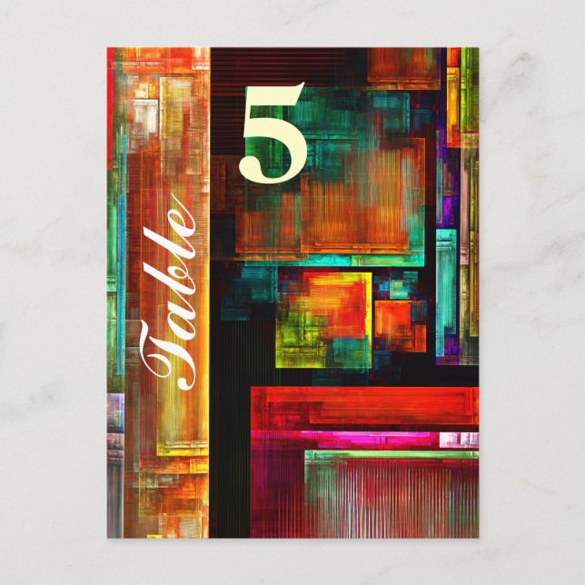 Postal Cuadrados Coloridos Patrón de Arte Abstracto Moder (Anverso)