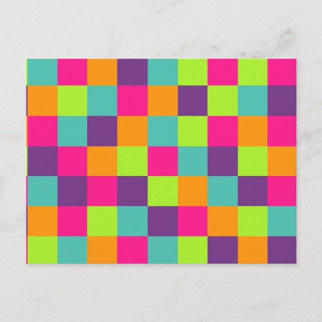Postal Cuadrados geométricos coloridos (Anverso)