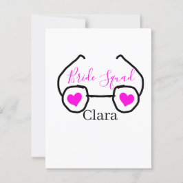 Postal Cuadrilla de novia gafas de corazón rosa y negro n