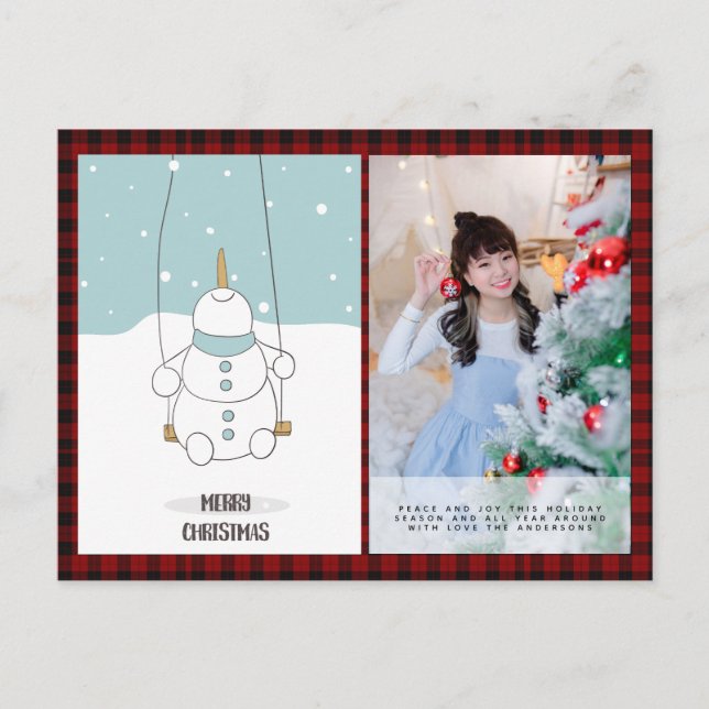 Postal Cuadro de búfalo Foto Navidad Año Nuevo Arte Popul (Anverso)