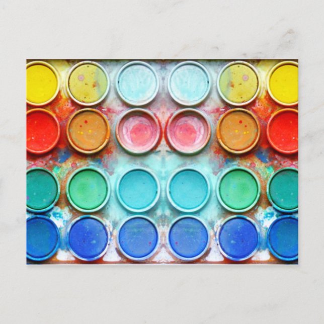 Postal Cuadro de color de pintura divertida (Anverso)