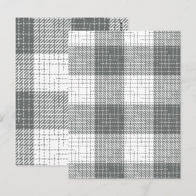 Postal Cuadro de cruzado cuadriculado gris y blanco (Anverso / Reverso)