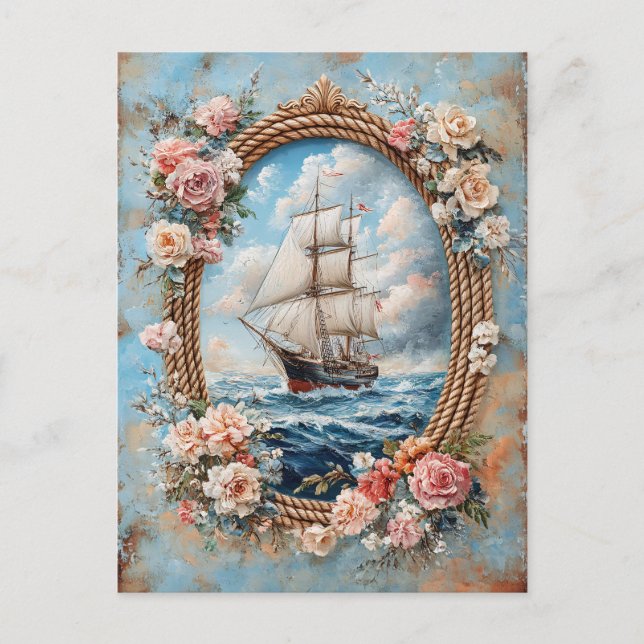 Postal Cuadro de trama de pintura de envío con Rosas (Anverso)