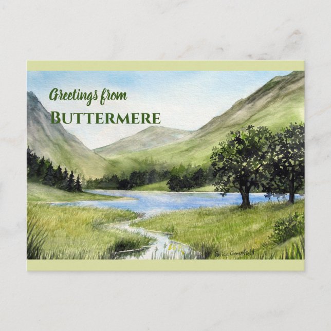 Postal Cuadros de acuarela del lago Buttermere, Inglaterr (Anverso)