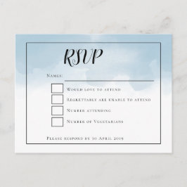 Postal Cuadros de agua azul claro Script Wedding RSVP