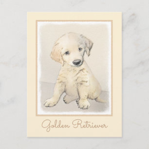 Postal Cuadros De Cachorro Dorado - Arte Original De Perr