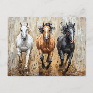 Postal Cuadros de Galloping de Trío de Caballos