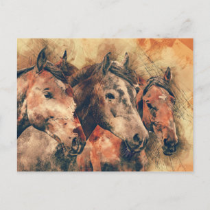 Postal Cuadros de pintura artística de caballos decorativ
