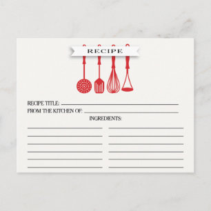 Postal Cuadros de recetas de ducha de novia con utensilio