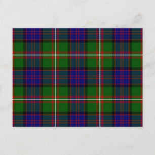 Postal Cuadros de tartán azul verde Clanranald