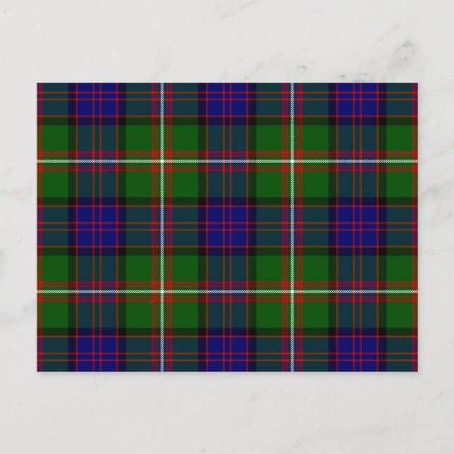 Postal Cuadros de tartán azul verde Clanranald (Anverso)