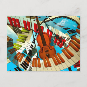 Postal Cuadros musicales Piano, guitarra eléctrica, canci