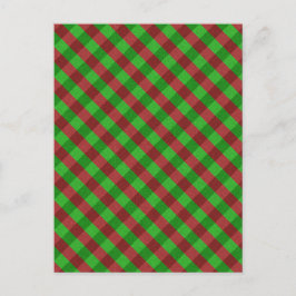 Postal Cuadros rojos y verdes con brillo