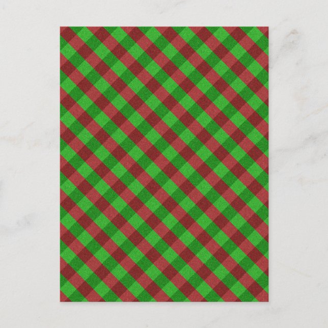 Postal Cuadros rojos y verdes con brillo (Anverso)