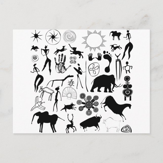 Postal Cuadros rupestres - arte primitivo (Anverso)