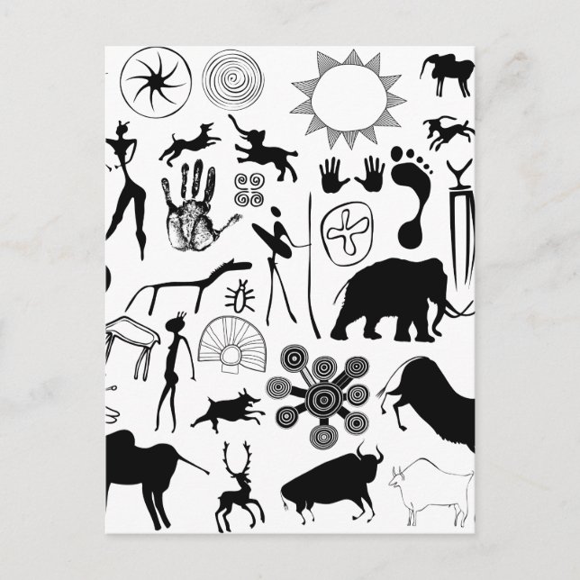 Postal Cuadros rupestres - arte primitivo (Anverso)