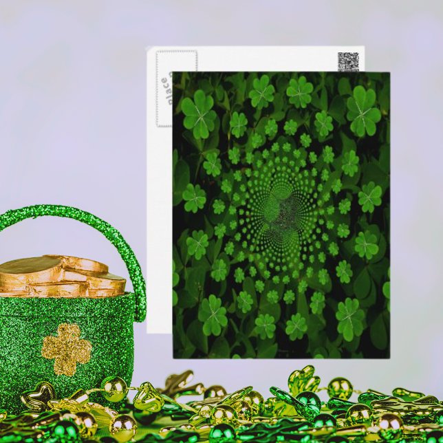 Postal Cuádruple Clover Kaleidoscope (Four Leaf Clover Kaleidoscope Postcard)