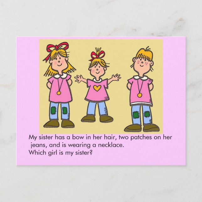 Postal ¿Cuál es mi hermana? (Anverso)