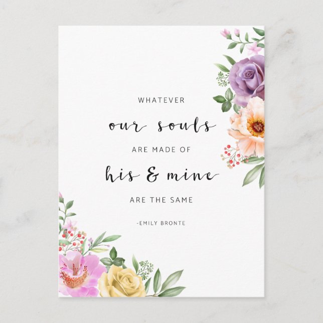 Postal Cualquiera sea nuestra alma, Emily Bronte (Anverso)