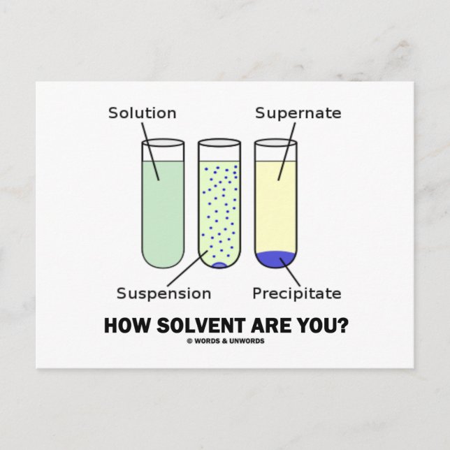 Postal ¿Cuán Disolvente Eres? (Humor Químico) (Anverso)