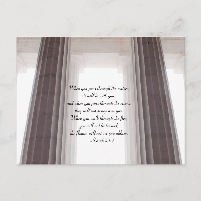 Postal Cuando atraviesas las aguas, Isaías 43 (Anverso)