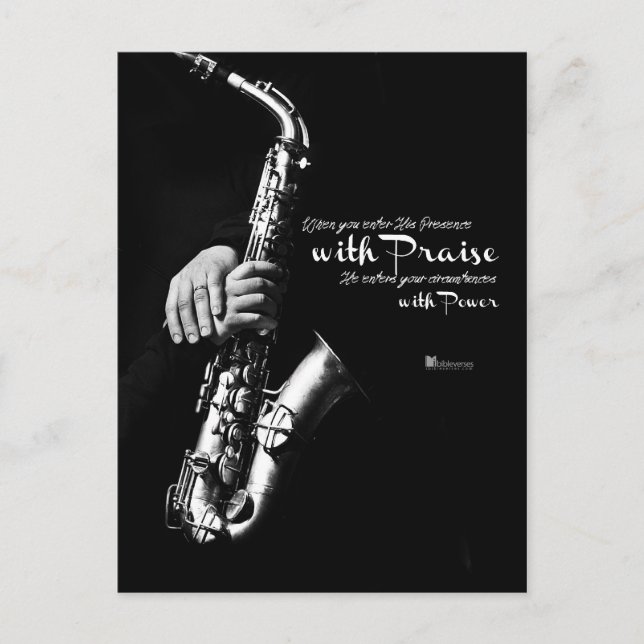 Postal Cuando entras en Su presencia con elogios (Anverso)
