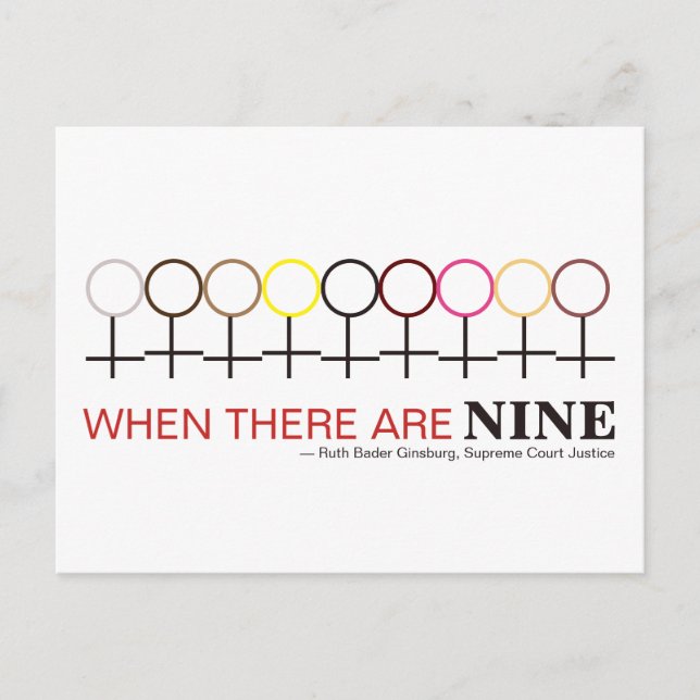 Postal Cuando hay nueve jueces Ginsburg RBG cita (Anverso)
