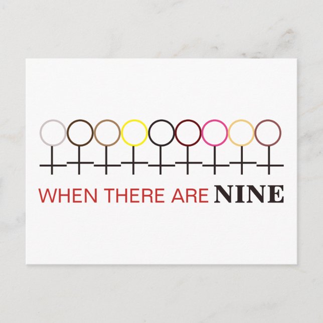 Postal Cuando hay nueve jueces Ginsburg RBG SCOTUS (Anverso)