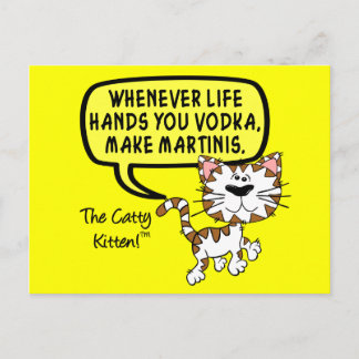 Postal Cuando la vida te da la mano, vodka hace martinis