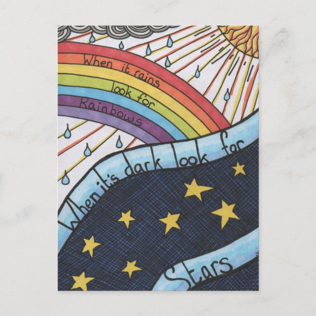 Postal Cuando llueva busca arcos de lluvia (Anverso)