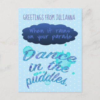 Postal Cuando llueve la cita de ánimo inspirador