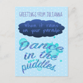 Postal Cuando llueve la cita de ánimo inspirador