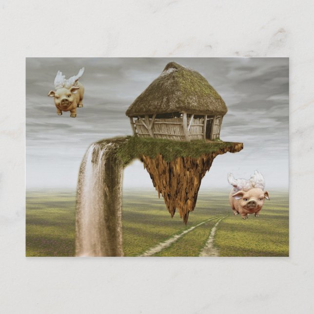 Postal Cuando los cerdos vuelen (Anverso)