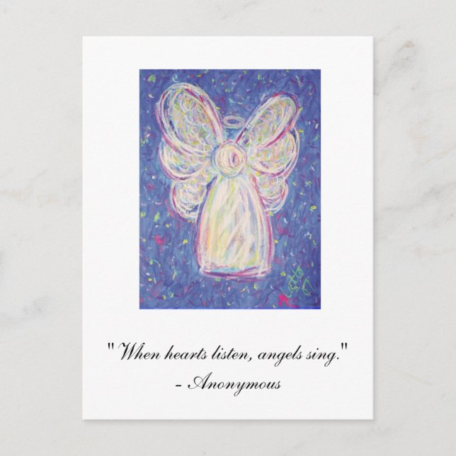 Postal "Cuando los corazones escuchan, ángeles... (Anverso)