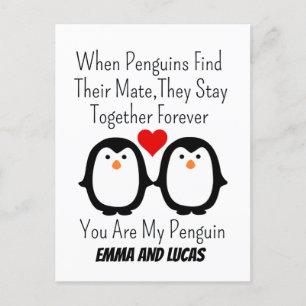 Postal Cuando los pingüinos encuentran a su pareja perman