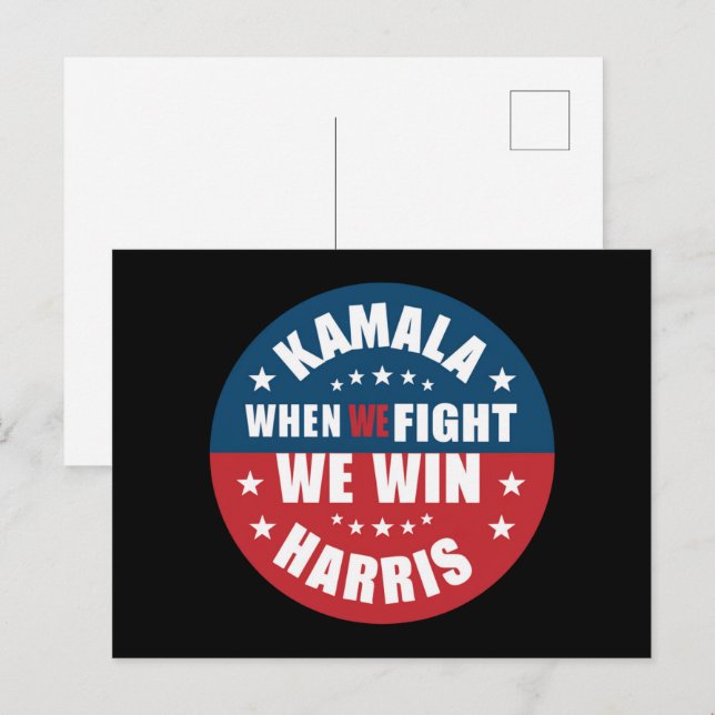 Postal Cuando Peleamos Ganamos 2024 Kamala Harris USA (Anverso / Reverso)