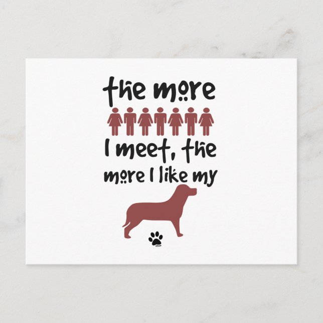 Postal Cuanta más gente conozca más me gusta mi perro (Anverso)