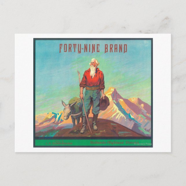 Postal Cuarenta y nueve Naranjas LabelRedlands, CA (Anverso)