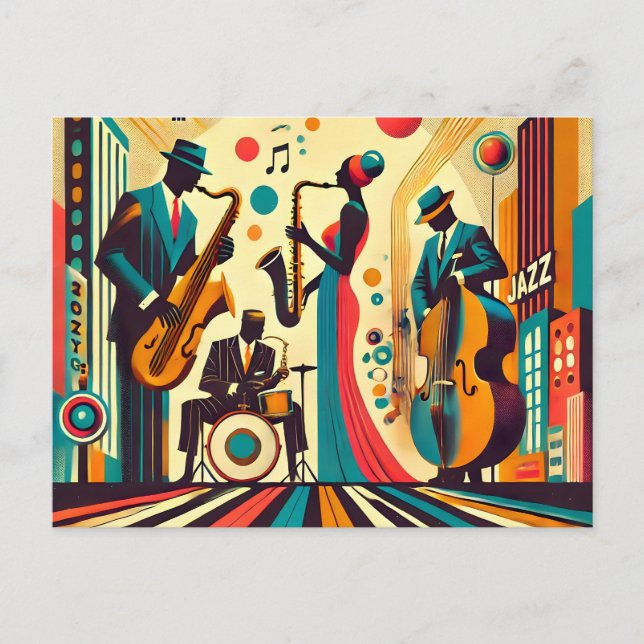 Postal Cuarteto de la Edad de Jazz de Mid Century (Anverso)