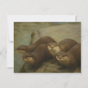 Postal Cuarteto Otter - Impresión de arte de vida salvaje